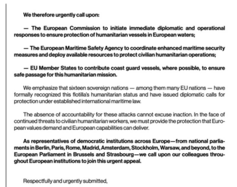 Parlementariers eisen bescherming voor de Global Sumud Flotilla